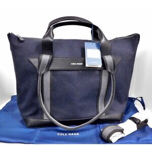 New Cole Haan Black Canvas Leather Total Tote Grand Series Carry-All Weekend Bag